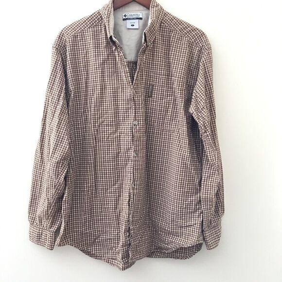 Columbia brown plaid button down shirt | Size Large - Picture 2 of 7